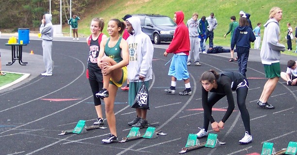 Left to right -Meredith Mercer (North Buncombe), Whitney Stafford (ACR) and SophiaTreakle (Asheville) at Buncombe County Championships 2007
